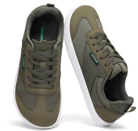 SAGUARO Donna Uomo Scarpe Barefoot Casual Scarpe Tela minimaliste pianta Larga per Passeggiate, Viaggi, Leggere Trekking e Trail Verde, Gr.44
