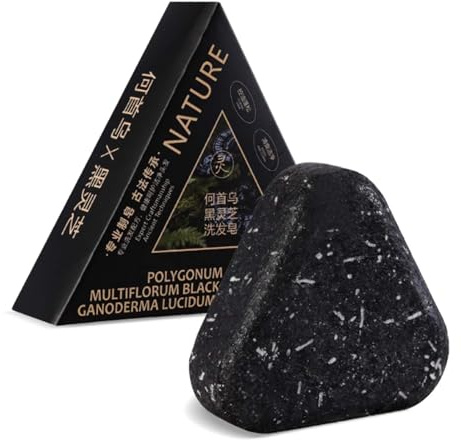 Triangle Shampoo Bar, Ganoderma nero Cinque shampoo nero Sapone Soap, Shampoo a base di erbe, pulizia delicata e cura nutriente per donne e uomini, lenisce e rinforza i capelli