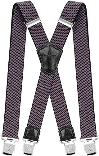 Decalen Tirantes para caballero con clips extra fuerte amplio 40 mm Adjustable Elastics X forma (Gris)