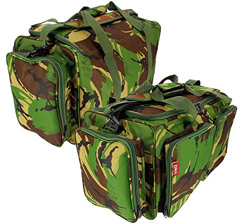 Twin Pocket DPM Camo Carp Coarse Fishing Camping Carryall Bag + Shoulder Strap & Handles