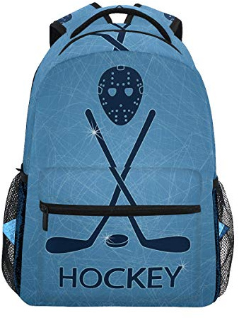 Ice Hockey Sticks and Puck School Backpack for Boys Girls Kids Travel Bag Bookbag