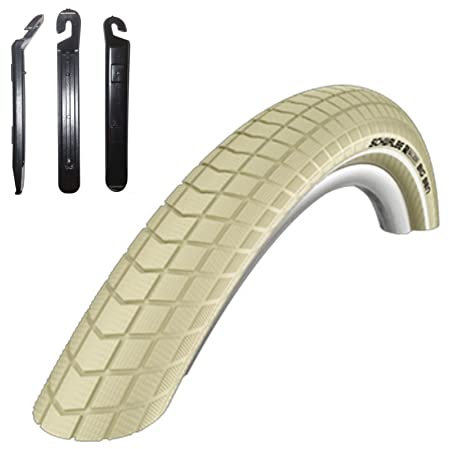 1 x Schwalbe Big Ben Fahrradreifen Fahrradmantel mit Reflex in Creme 55-559 (26 x 2.15) inkl. 3 Reifenheber