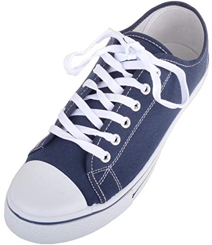 Mens Canvas Lace Up Sporty Outdoor Trainers Sneakers Plimsolls with Rubber Toe Cap - Navy - UK 10 / EU 44