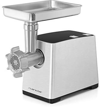 riviera&bar - Robot Hachoir Multifonction 2500W Inox avec 2 Vitesses, Accessoires Inclus (3 Grilles, 4 Disques, Kit Saucisses et Kebbés), Compatible Lave-Vaisselle, Sécurité Moteur, PRH650