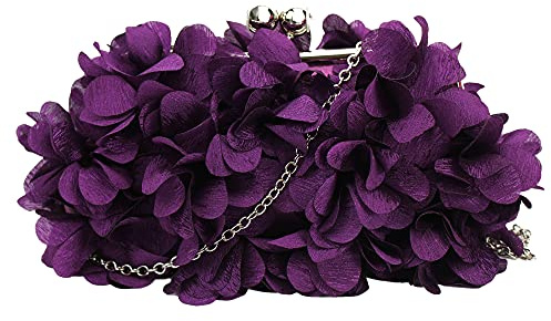 Milya pochette da donna, elegante borsa da sposa, per matrimoni, feste, serate, con catena, Kiss Lock, A-Lilla, 24*4*13cm