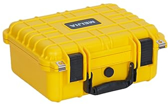 MEIJIA Portable All Weather Waterproof Protective Case,Hard Case,Camera Case with Customized Fit Foam,Fit Use of Drones,Camera,Equipments,Pistols,13.35 x11.63x5.98inches (Yellow)
