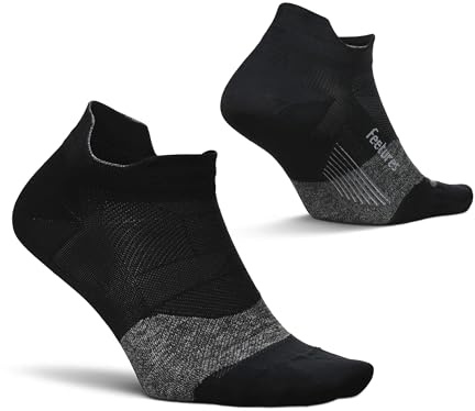 Feetures Elite Ultra Light Cushion Ankle Socks - Sport Sock with Targeted Compression - New Black, L (1 Pair)
