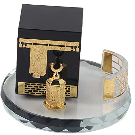 Akozon Muslim Crystal Gilded Caaba Model Islamic Building Handicrafts Souvenirs Vehicle Decor