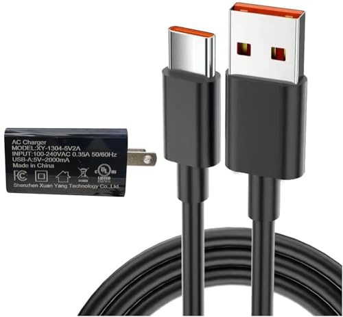 5V 2A Power Adapter USB C Cable Universal Charging for ORORO Heated Vest Electric Clothes Battery, Samsung HTC Moto Smartphone, Beats Flex Headphones USB Wall Charger