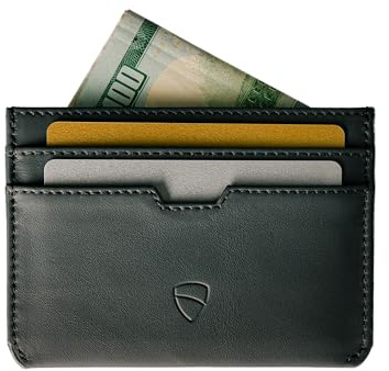 Vaultskin MOORGATE Slim Leather Credit Card Holder, RFID Wallet (Black)