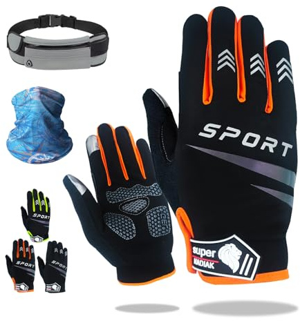 super NADIAK Gants de Vélo Longs Antidérapants,Tactile,Respirants & Réfléchissants-Homme/Femme-Cyclisme,VTT,Route & Gravel-Confort & Adhérence Optimaux-Léger&Confortable (Orange, Large)