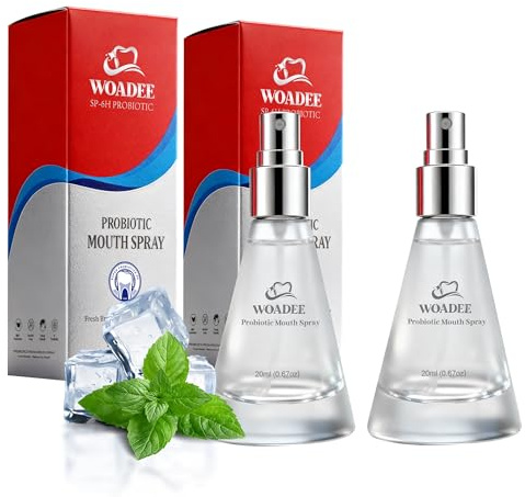 Breath Spray for Fresh Breath, Probiotic Oral Spray for Dry Mouth Relief and Everyday Freshness, Mint Mouth Spray with Gentle Moisturizing Formula, Alcohol-Free Travel Size Oral Care, 20ml (2PC)