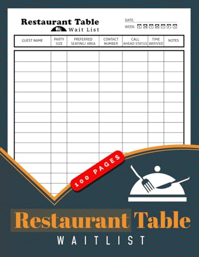 Restaurant Table Waitlist: Daily Guest Seating Tracker for Hosts & Café | Visitor Details Log | 100 Pages