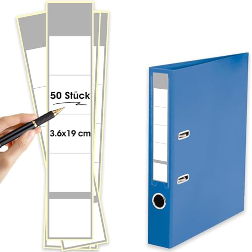 50 Feuilles Étiquettes Autocollantes pour Dos Classeur Large,Personnalisables et Imprimables,3,6 x 19cm,Conforme DIN