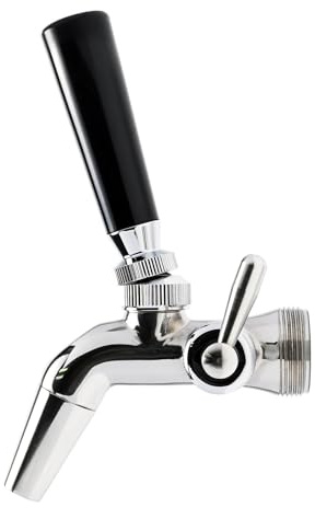 Shurhome Robinet de tireuse à bière réglable en acier avec raccord fileté noir confortable, anti-goutte, robinet pour brassage domestique