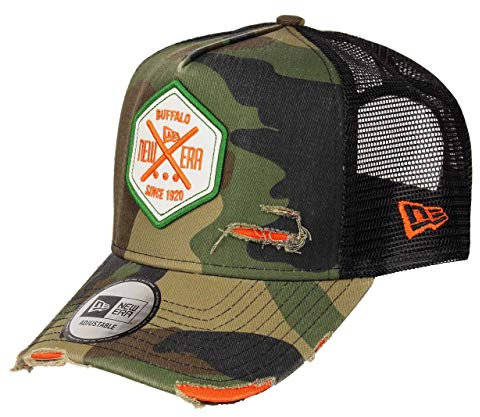 New Era Distressed Hex Patch Camouflage A-Frame Adjustable Trucker Cap - One-Size