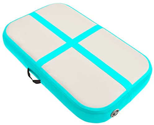 vidaXL Gymnastikmatte Aufblasbar mit Pumpe Turnmatte Tumbling Matte Training Fitnessmatte Yogamatte Trainingsmatte 60x100x15cm PVC Grün