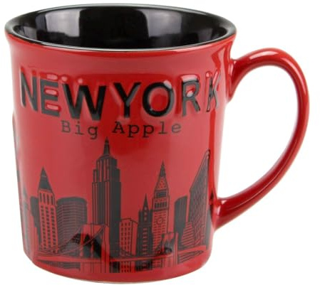 Torkia - New York Big Apple City Skyline Jumbo Ceramic Mugs - 12oz (Red)