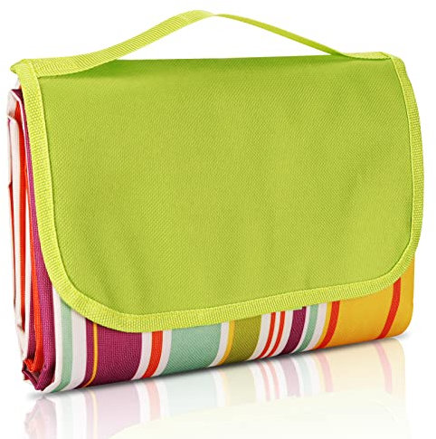 Oziral Picknickdecke 200x200cm, Wasserdicht, Stranddecke Campingdecke mit Tragegriff [Oxford Stoff und PVC Schicht] Isoliert für Reisen Camping Strand Wandern (Bunt)