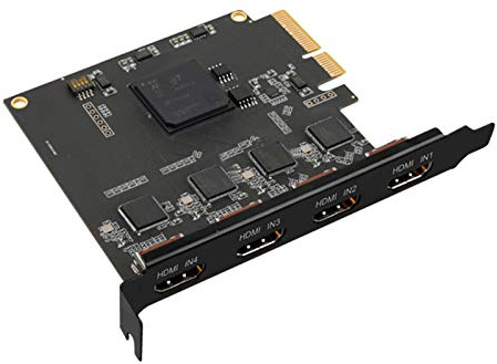 Quad HDMI PCIe Video Capture Card, 4-Channel HDMI Video Recorder Capture for Multi-Channel Live Streaming