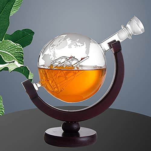 BLOOOK Carafe à whisky 850 ml en forme de globe en cristal pour liqueur, bourbon, vodka, accessoires de bar