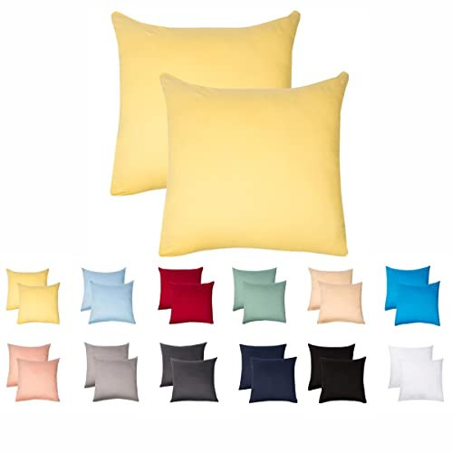 Livessa 2er Set Kissenbezug 80x80 aus%100 Baumwolle Jersey Stoff - Verdeckter Reißverschluss, Kopfkissenbezug 80x80 cm, Kissenhülle, Ultra weich und atmungsaktiv, Oeko-Tex Zertifiziert, Reißverschluss