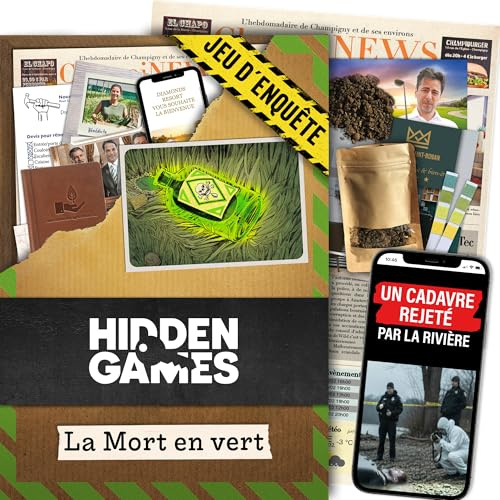 Hidden Games Dossiers Criminels - Jeu de Crime, Jeu de détective, Escape Game, Affaires criminelles, Jeux pour Adultes, Dossier Criminel, enquete criminelle a resoudre - La Mort en Vert