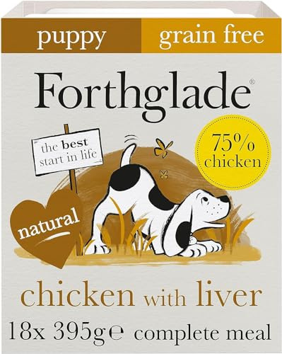 Forthglade Wet Puppy Food Variety Pack (18 x 395g Trays) - Grain Free & Hypoallergenic Dog Food, Chicken with Liver & Vegetables, Complete Meals for Puppies 2-12 Months