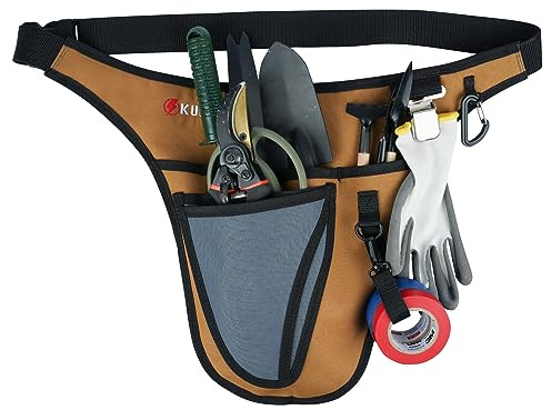 KUNN Cinturón de herramientas de jardín – Delantal de herramientas de 4 bolsillos profundos para mujeres y hombres, bolsa de utilidad para jardinería, electricista, floristas, fontanería