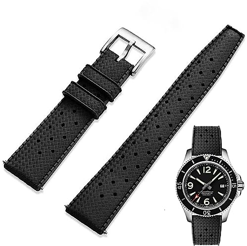 Niziruoup 22mm FKM Rubber Watch Strap Quick Release Tropical Style Fluororubber Soft Durable Universal FKM Rubber Watch Band 18mm 20mm 22mm Replacement Band Strap for Men Women, Rubber, Black