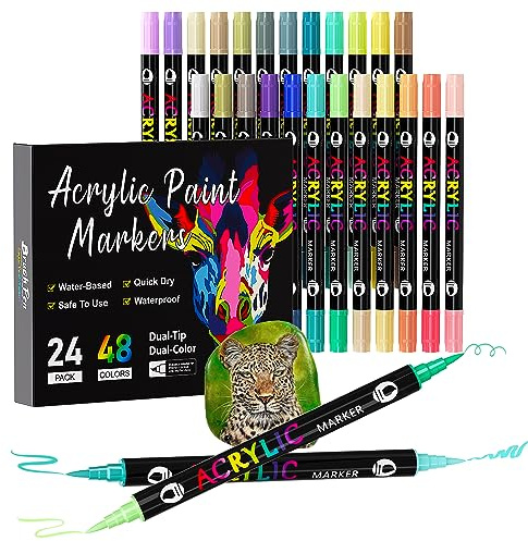 Sonlaryin Acrylstifte für Steine Wasserfest 48 Farben 24 Stück