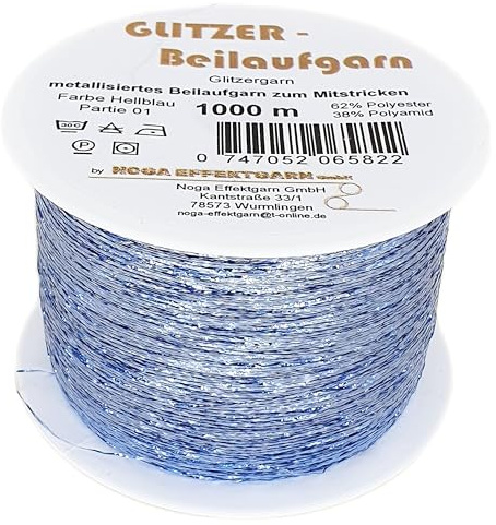 Glitzer Beilaufgarn auf 1000 Meter Spulen in verschiedenen Farben (Hellblau)
