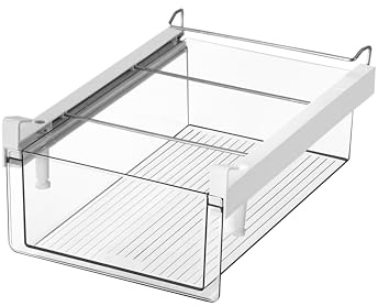 BIINONE Large Fridge Drawer Organizer 14in-20in Upgradation Refrigerator Undershelf Drawer, Extra-Deep Storage Deli Meat, Cheese, Eggs, Fruit, Vegetable