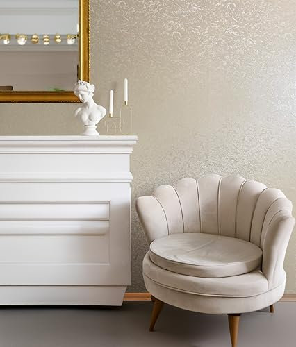 marburg Papier peint beige crème motif vague moderne pour salon, chambre à coucher, cuisine, fabriqué en Allemagne, 10,05 m x 0,53 m