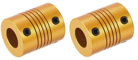 QUARKZMAN 2 Pezzi Giunto per Albero in Lega di Alluminio da 5mm a 10mm L25xd20 Accoppiatore Flessibile per Encoder e Motori, Dorato