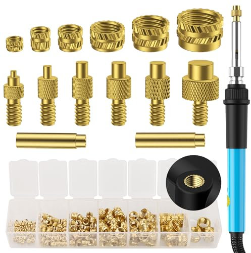 Preciva Inserto roscado, 130 piezas M2/M3/M4/M5/M6/M8 remaches roscados - que funden el plástico mediante un rápido calentamiento cuando el inserto roscado se inserta en la punta del soldador.
