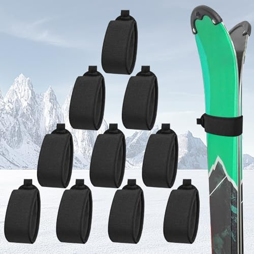 SLTAXAR 10 Pz Cinghie da Sci Nastro di Fissaggio per Sci Cinghie Fermasci Fasce da Sci Regolabili Cinghie da Sci Nylon Fascette di Fissaggio per Snowboard per Snowboard Bastoncini e Attrezzatura Sci