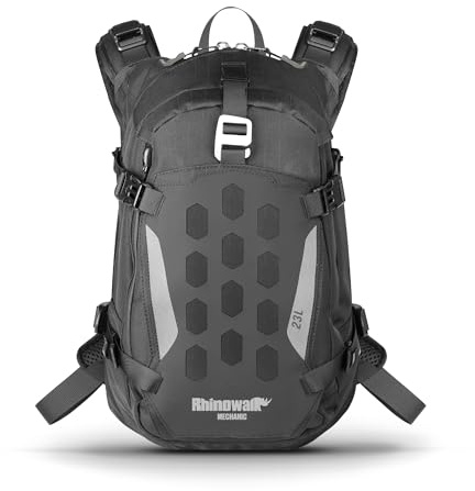 Rhinowalk Motorcycle Backpack 23L Molle Motorbike Helmet Holder Bag Laptop Rucksack Travel Backpacks with Helmet Strap