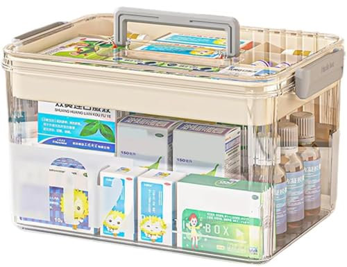 Bailonda Medizinbox,arzneimittel Box, medizin aufbewahrung,Hausapotheke mit 2 compartments, medizin aufbewahrung, medikamenten organizer für arzneimittel für zu Hause, im Freien