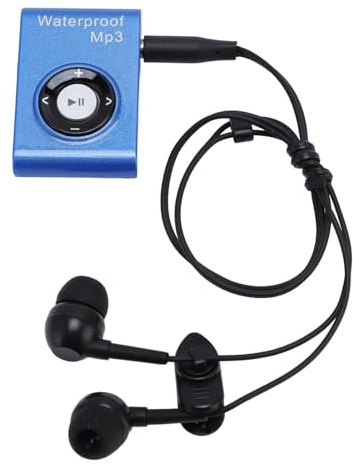 Yechiry MP3-spelare, IPX8 Vattentäta Simhörlurar med 8 GB Minnesstöd MP3 WMA OGG APE FLAC WAV-format, för Simning Dykning Löpsurfing (Blå)