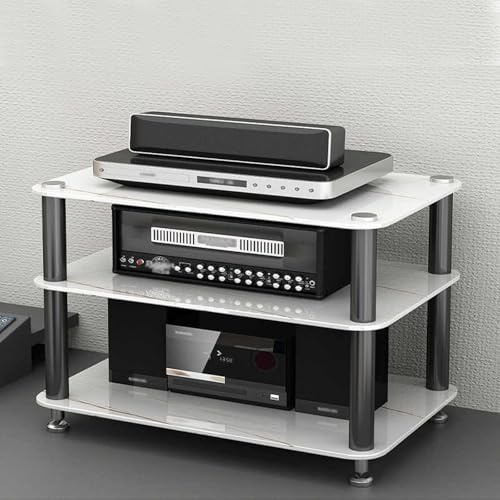 HiFi-ställ, 1/2/3/4 nivås ljudförvaringshylla i glas, skivspel/DVD-stativ, vinylskivhållare för vardagsrum, sovrum, kontor (60 x 40 x 35 cm/23,6 x 15,7 x 13,8 tum)
