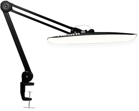 Neatfi Pro Series LED-arbetslampa – Naturtrogen färgåtergivning (CRI 95) | 2 200 lumen, 20 W | CCT | Professionell belysning för konstnärer, hantverkare, hem och kontor (Svart, Med CCT med klämma)