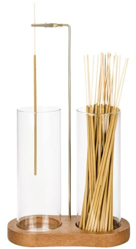 Hbzunt Juego de soporte para varillas de incienso, soporte para incienso con atrapador de cenizas extraíble de cristal, soporte para inciensos para meditación y yoga