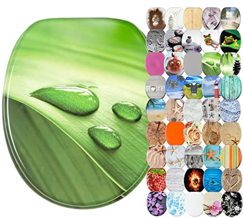 Sanilo WC Sitz ohne Absenkautomatik, viele schöne Toilettendeckel zur Auswahl, hochwertige und stabile Qualität aus Holz (Green Leaf)
