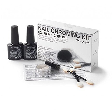 Extreme Chrome nail chroming kit. Get that almost mirror finish nail colour in bright silver.