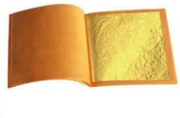 10 Grande foglio di oro puro alimentare 23.75 carati, 80 x 80 mm, taccuino di 10 fogli
