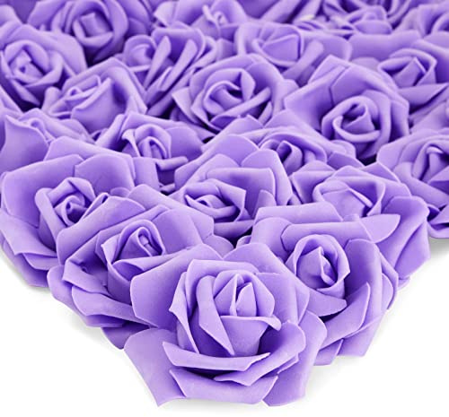 Juvale Stemless Artificial Roses - Durable Plastic Roses for Wedding Decor - for Centerpiece Table Decorations - Realistic Artificial Flowers for Maintenance-Free Use - Purple, Pack of 100