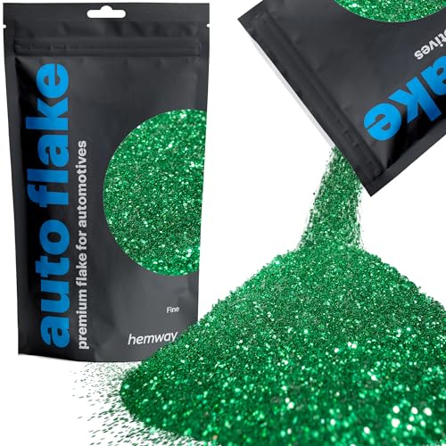Hemway Auto Flake Glitter Additive for Paint, 100g, Fine Emerald Green Metal Flake for Custom Auto Paint & Coatings, for Car, Motorbike, Truck, Vehicles, Automotives