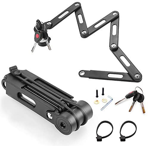 Ulikey Fahrrad- & Motorrad-Faltschloss, Faltschloss mit Halterung Fahrradschloss Schlüssel Lang 78cm 6 Gelenken Fahrradschloß Sicherheitsstufe Fahrrad Faltschloß für Mountainbike/Rennrad