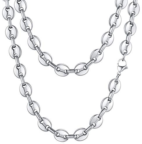 FaithHeart bohnenkette Silber Jungen Kette 10.5mm breit kaffeebohnenkette für Damen und Herren